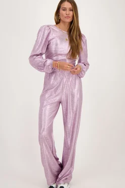 Roze Metallic Top Met Knoop