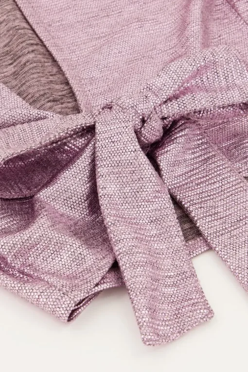 Roze Metallic Top Met Knoop