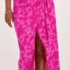 Roze Midi Rok Met Overslag En Bloemenprint