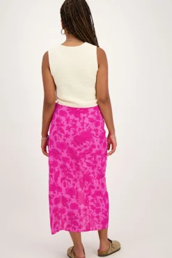 Roze Midi Rok Met Overslag En Bloemenprint
