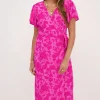 Roze Midi Wikkeljurk Met Bloemenprint