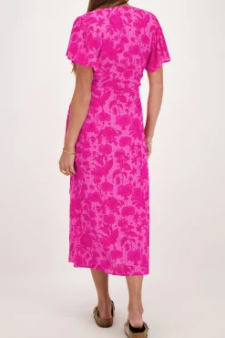 Roze Midi Wikkeljurk Met Bloemenprint