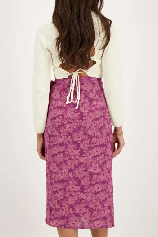 Roze Midi Wikkelrok Met Bloemenprint