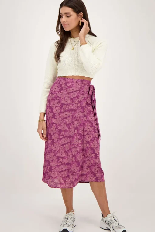 Roze Midi Wikkelrok Met Bloemenprint