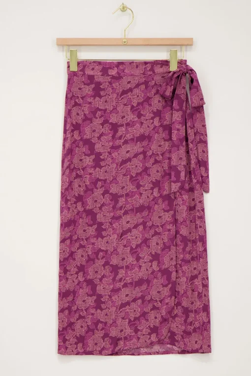 Roze Midi Wikkelrok Met Bloemenprint