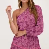 Roze One-shoulder Top Met Bloemenprint