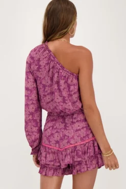 Roze One-shoulder Top Met Bloemenprint
