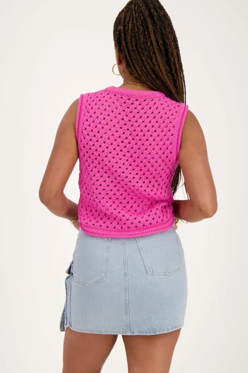 Roze Open Gebreide Spencer