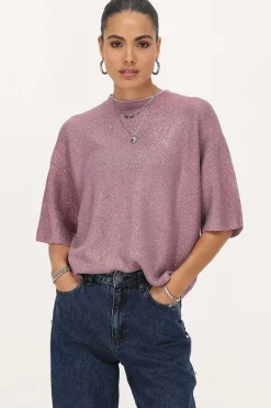 Roze Oversized T-shirt Met Lurex