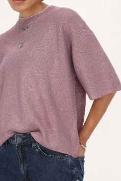 Roze Oversized T-shirt Met Lurex