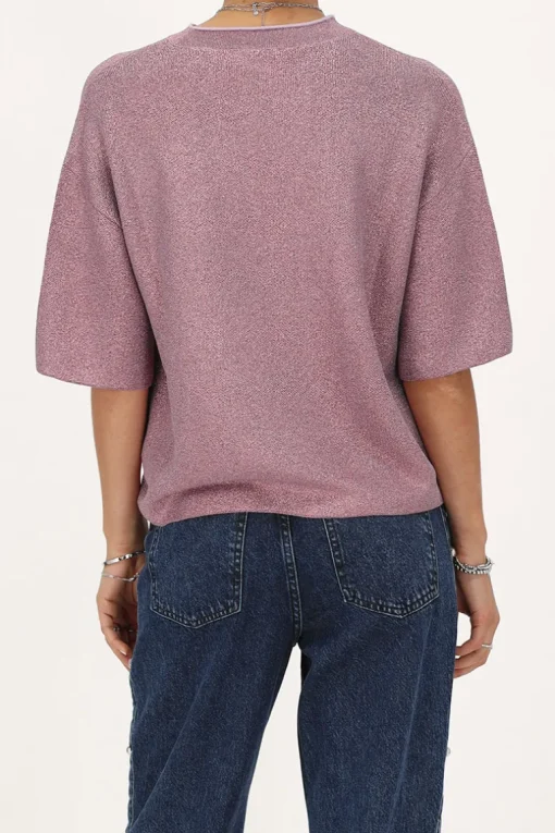 Roze Oversized T-shirt Met Lurex
