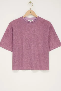 Roze Oversized T-shirt Met Lurex