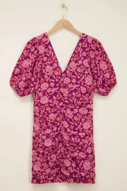 Roze Rimpel Jurk Met Bloem