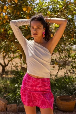 Roze Skort Met Plooien En Bloemenprint
