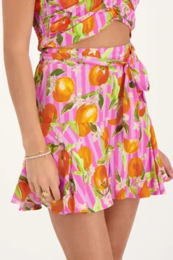 Roze Skort Met Sinaasappel Print