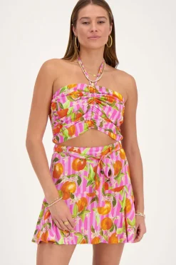 Roze Skort Met Sinaasappel Print