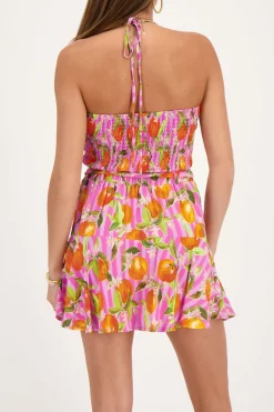Roze Skort Met Sinaasappel Print