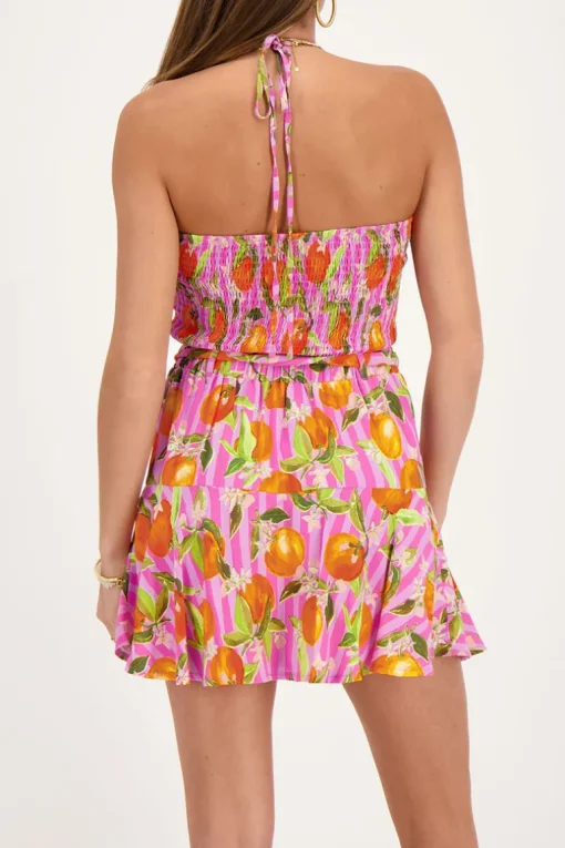 Roze Skort Met Sinaasappel Print