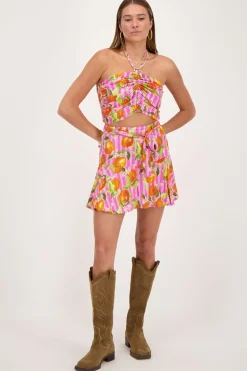 Roze Skort Met Sinaasappel Print
