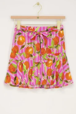 Roze Skort Met Sinaasappel Print