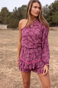 Roze Skort Met Tapes En Bloemenprint