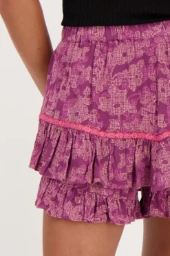 Roze Skort Met Tapes En Bloemenprint