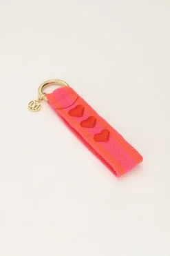 Roze Sleutelhanger Met Hartjes