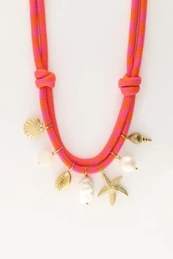 Roze Touwketting Met Schelpen Bedels
