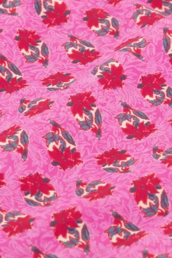 Roze Triangel Bikini Set Met Rode Bloemenprint