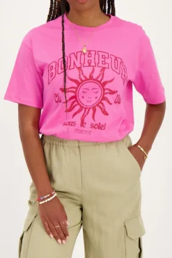 Roze T-shirt ''Bonheur''
