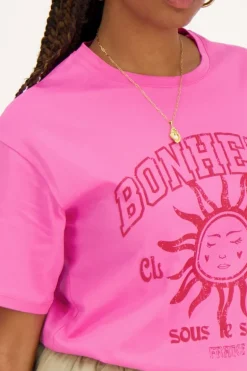 Roze T-shirt ''Bonheur''