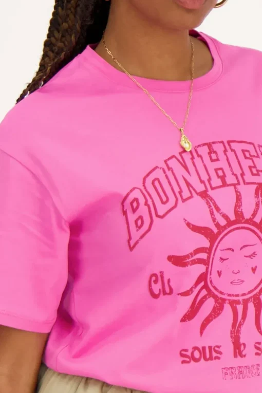 Roze T-shirt ''Bonheur''