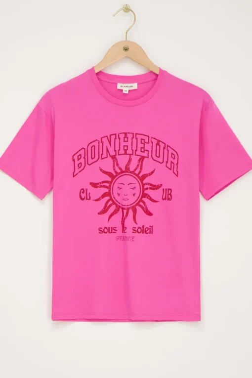 Roze T-shirt ''Bonheur''