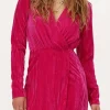 Roze Velvet Jurk Met V-hals