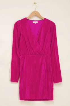 Roze Velvet Jurk Met V-hals