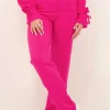 Roze Wijdvallende Pantalon Linnen Look