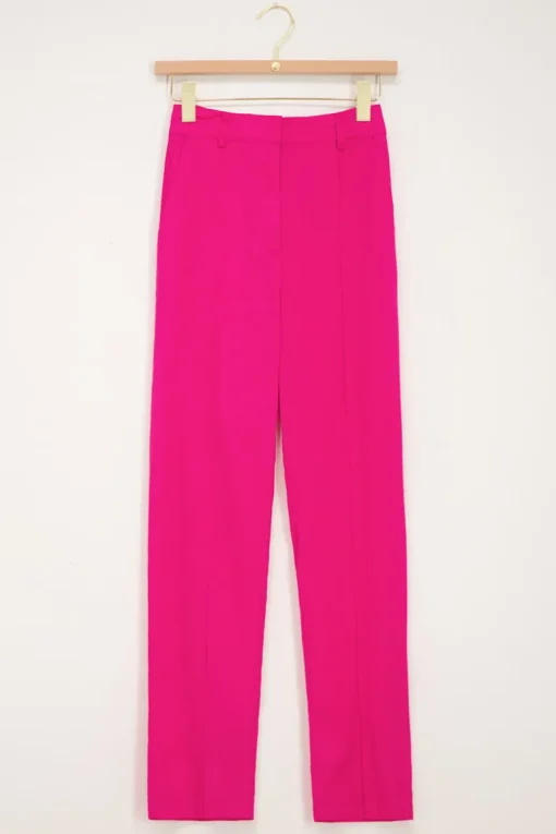 Roze Wijdvallende Pantalon Linnen Look