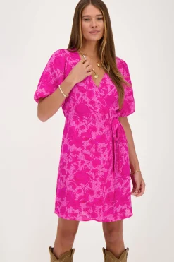 Roze Wikkeljurk Met Bloemenprint