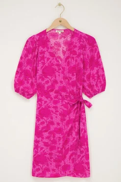 Roze Wikkeljurk Met Bloemenprint
