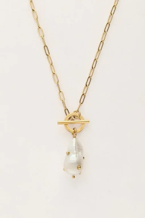 Schakelketting Met Parel Met Studs