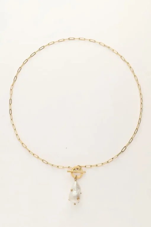Schakelketting Met Parel Met Studs
