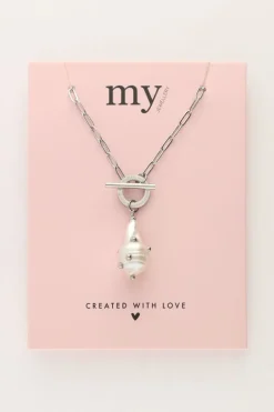 Schakelketting Met Parel Met Studs