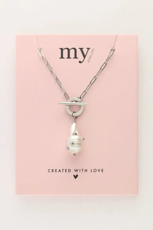 Schakelketting Met Parel Met Studs