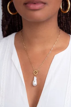 Schakelketting Met Parel Met Studs