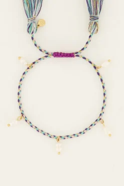 Souvenir Gevlochten Blauwe Armband Met Parels