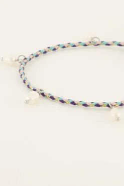 Souvenir Gevlochten Blauwe Armband Met Parels