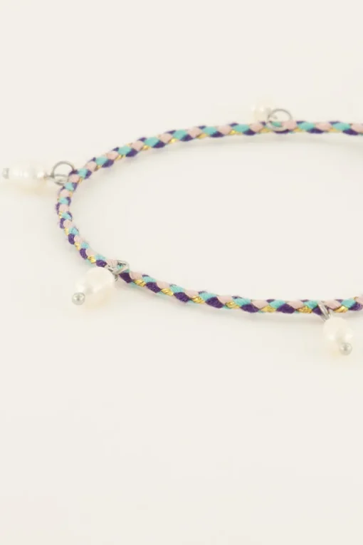 Souvenir Gevlochten Blauwe Armband Met Parels