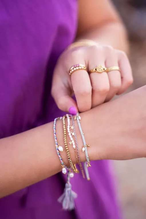 Souvenir Gevlochten Blauwe Armband Met Parels