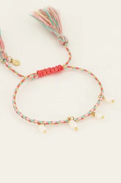 Souvenir Multikleur Gevlochten Armband Met Parels