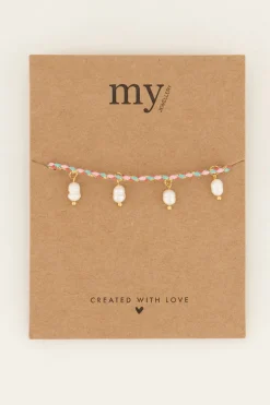Souvenir Multikleur Gevlochten Armband Met Parels